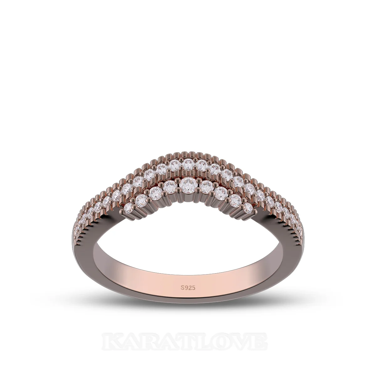 Bague de mariage en argent sterling blanc et or rose avec diamant taille ronde